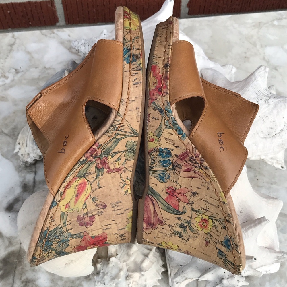 b.o.c. Tan Leather Open-Toe Wedge Mules - Picture 11 of 16